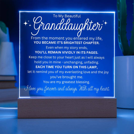 (ALMOST SOLD OUT!) To My Beautiful Granddaughter | Acrylic Plaque Lamp