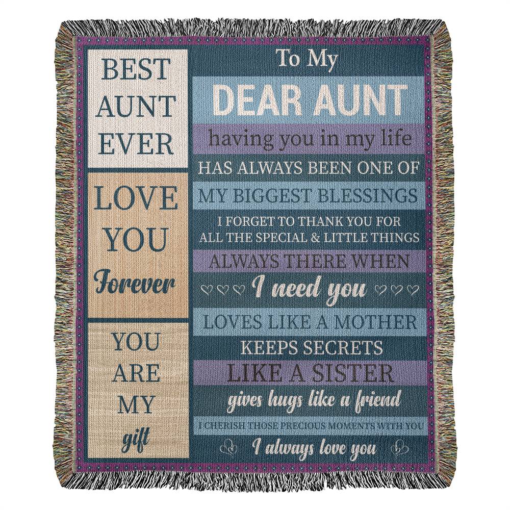 "To My Dear Aunt" Personalized Woven Blanket – Best Gift for Aunts