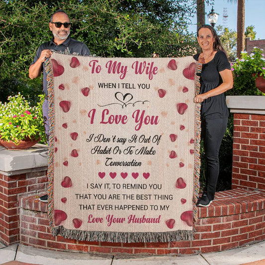 "To My Wife" Woven Blanket – Romantic Gift from Husband