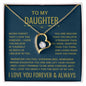 Daughter Gift, " Never Forget That I Love You" Forever Love Necklace