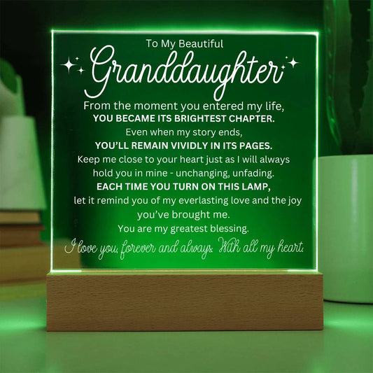 (ALMOST SOLD OUT!) To My Beautiful Granddaughter | Acrylic Plaque Lamp