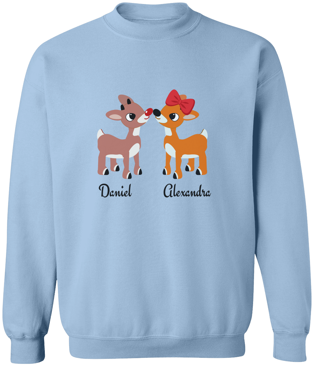 Personalized Christmas Reindeer Couple T-shirt | Sweatshirt
