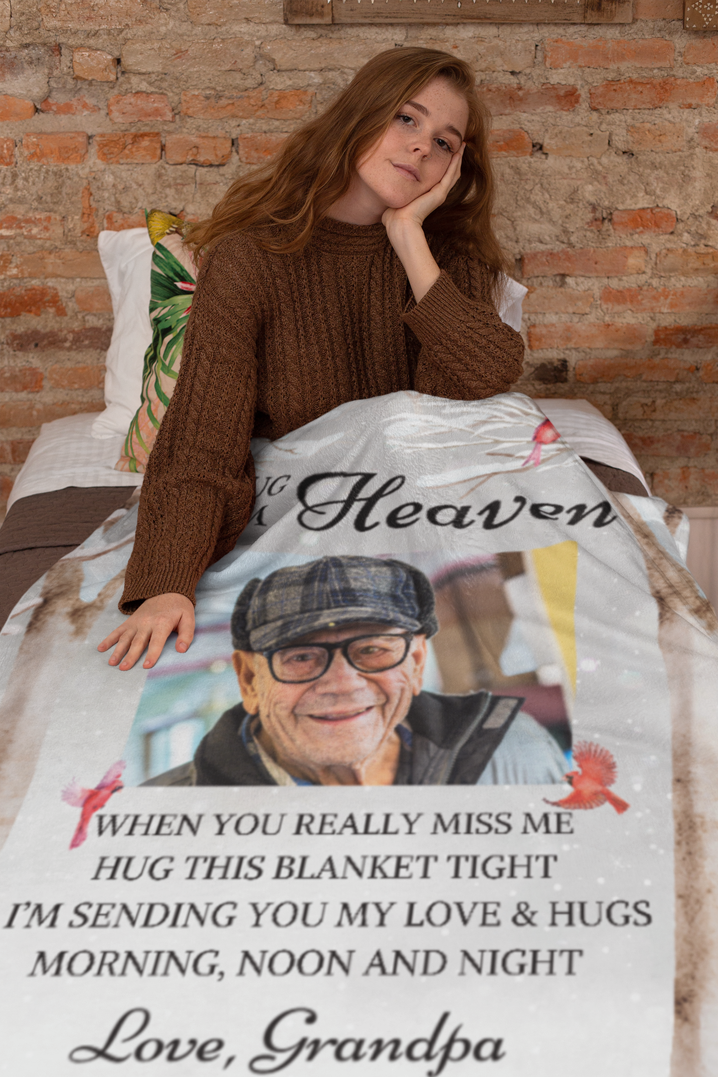Hugs From Heaven - Personalized Photo & name Blanket - Gifts For Memorial