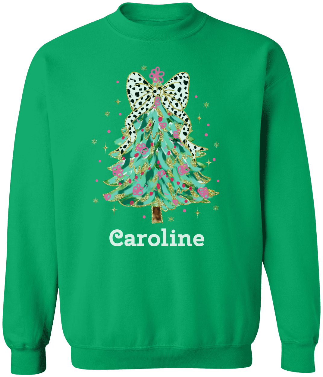 Personalized Girly Christmas Tree Sweatshirt – Cute & Festive with Name