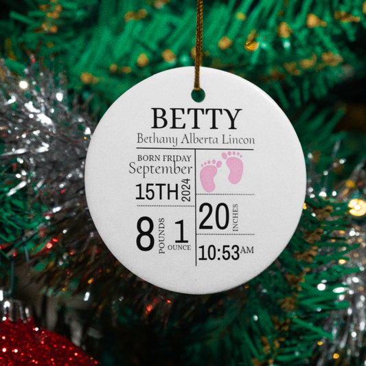 Personalized Baby's Christmas Circle Ornament