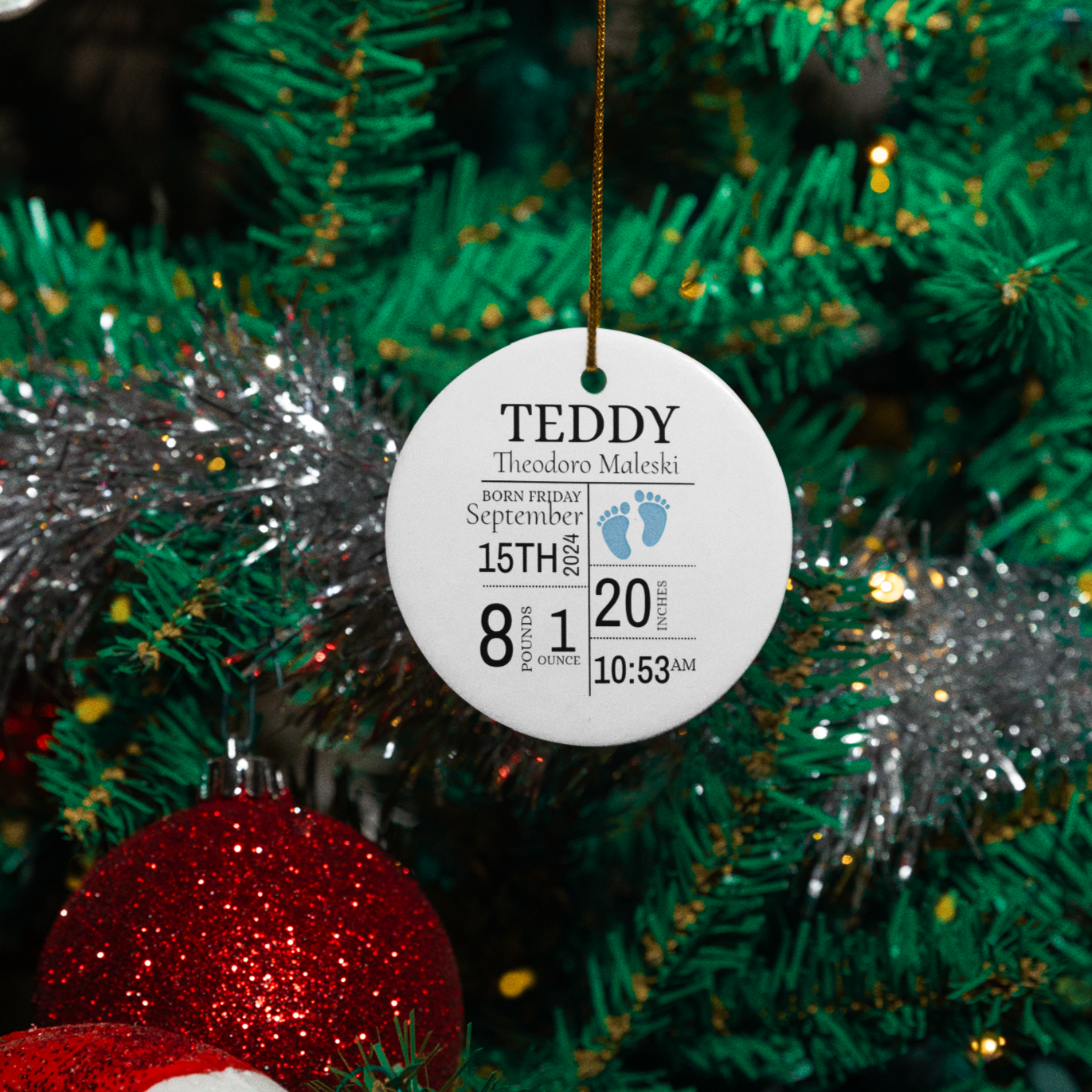 Personalized Baby's Christmas Circle Ornament