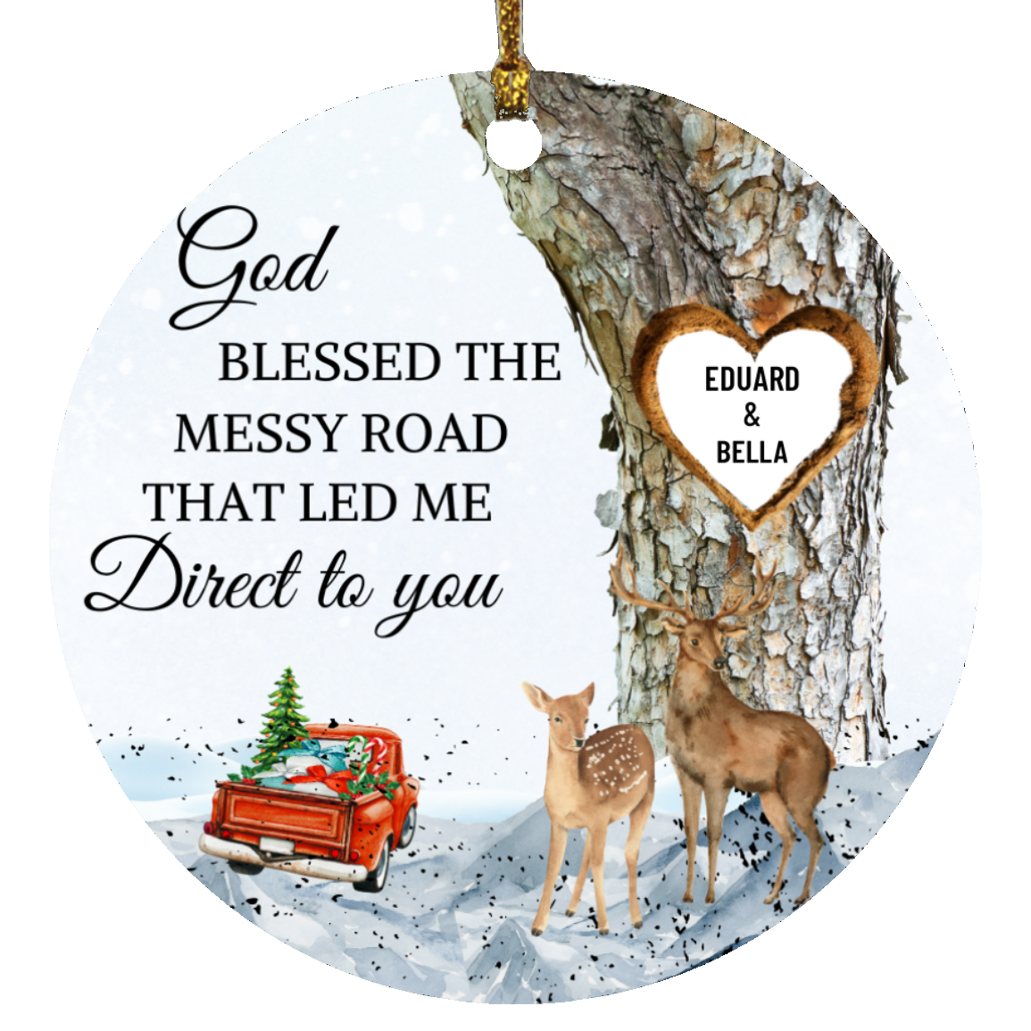 Personalized God Blessed The Messy Road That Led Me Direct To You Circle Ornament | Christmas Gift