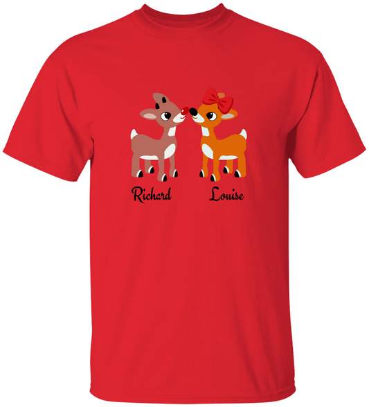 Personalized Christmas Reindeer Couple T-shirt | Sweatshirt