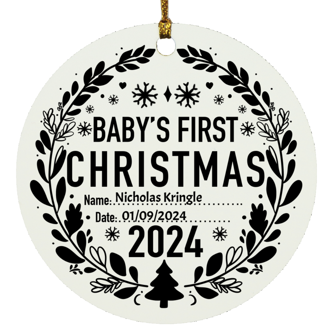 Baby’s First Christmas Ornament - Personalized with Name & Birth Date