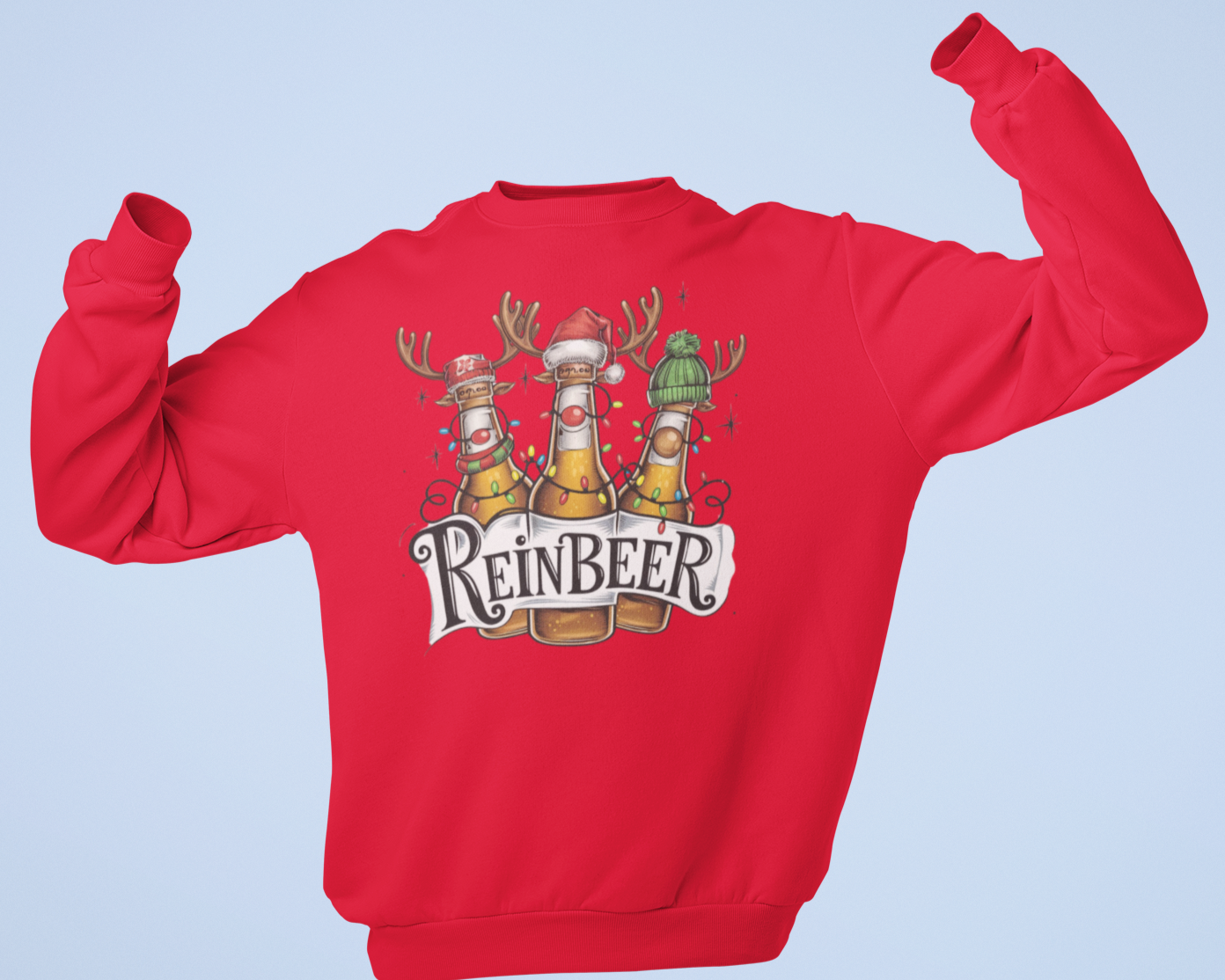 Christmas Reinbeer T-Shirt & Sweatshirt - Funny Holiday Apparel for Beer Lovers