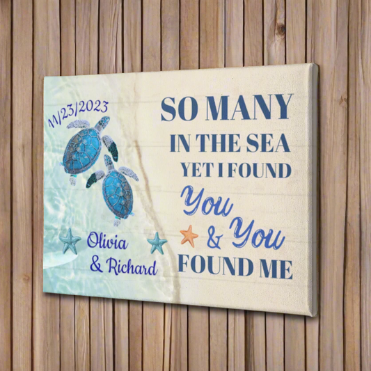 So Many in the Sea, Yet I Found You – Personalized Canvas with Names & Wedding Date