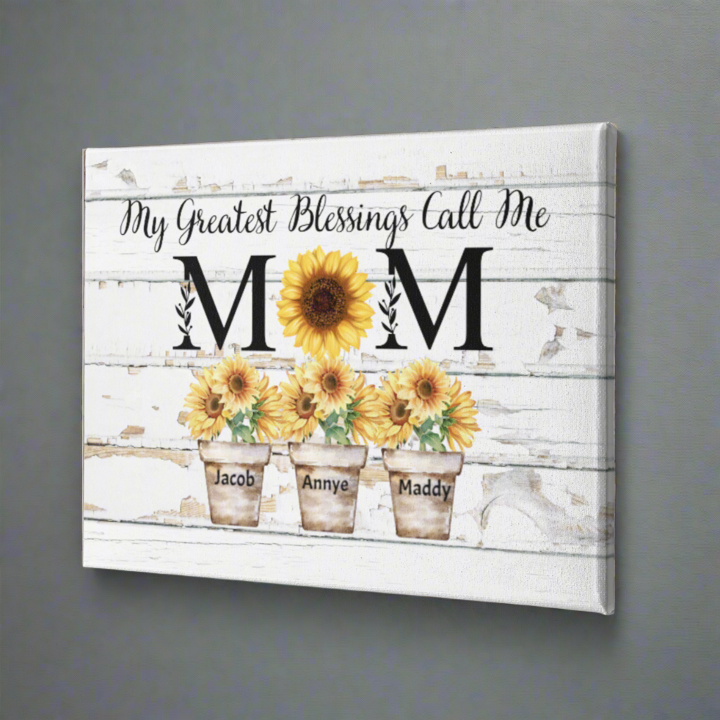MY greatest Blessings Call Me Mom Deluxe Landscape Canvas