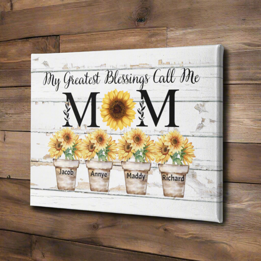 MY greatest Blessings Call Me Mom Deluxe Landscape Canvas