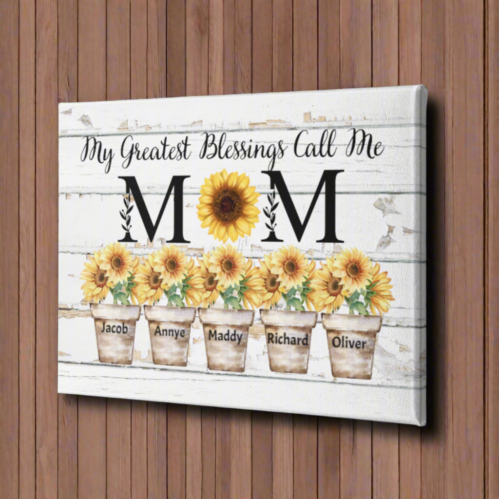 MY greatest Blessings Call Me Mom Deluxe Landscape Canvas