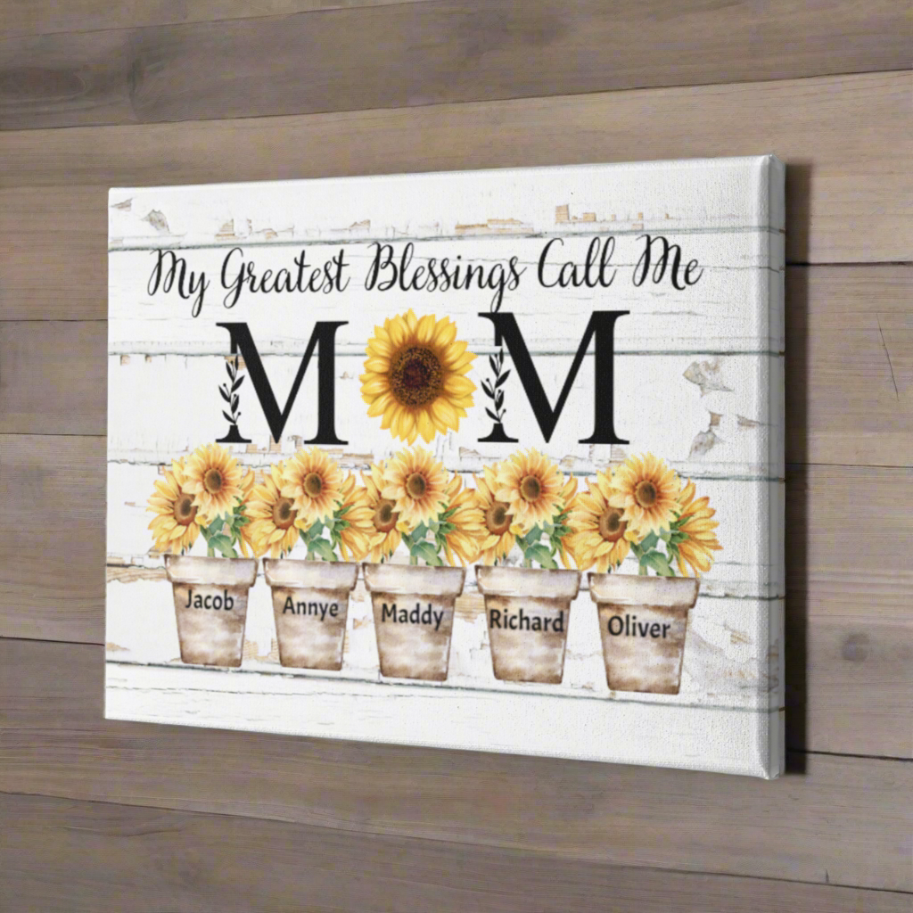 MY greatest Blessings Call Me Mom Deluxe Landscape Canvas