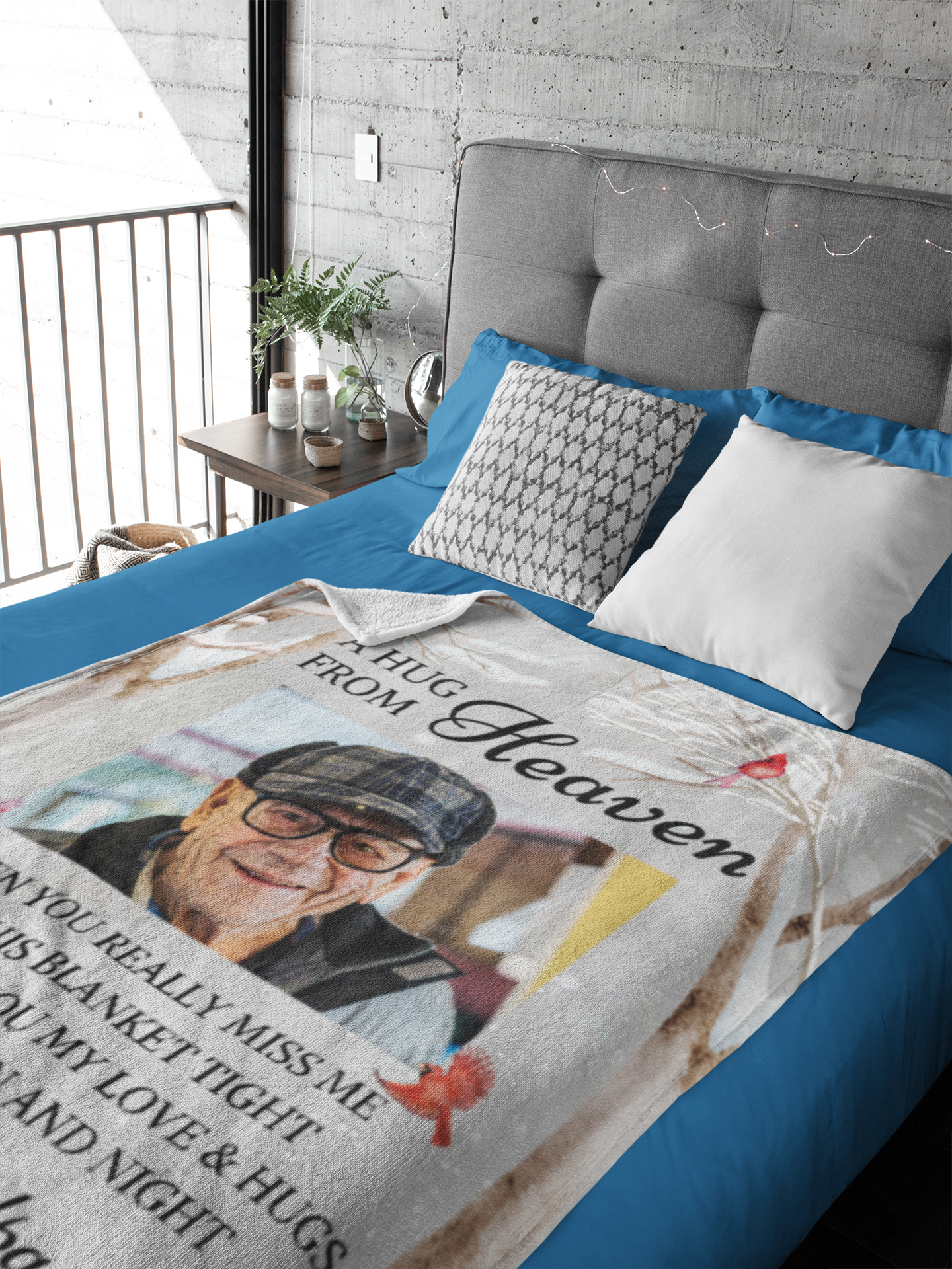 Hugs From Heaven - Personalized Photo & name Blanket - Gifts For Memorial