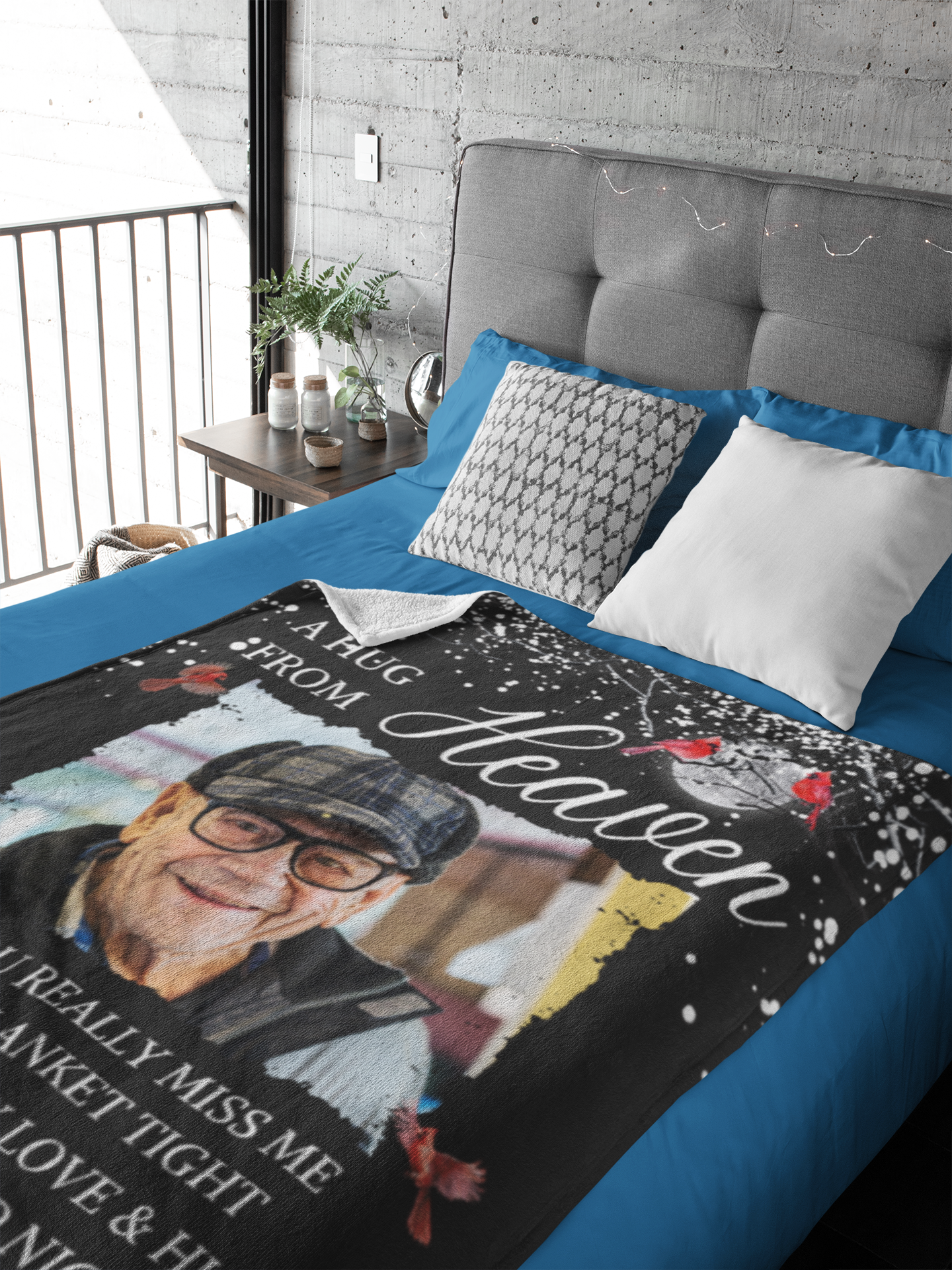Custom Photo A Hug From Heaven - Memorial Personalized Custom Blanket - Christmas Gift, Sympathy Gift For Family Members