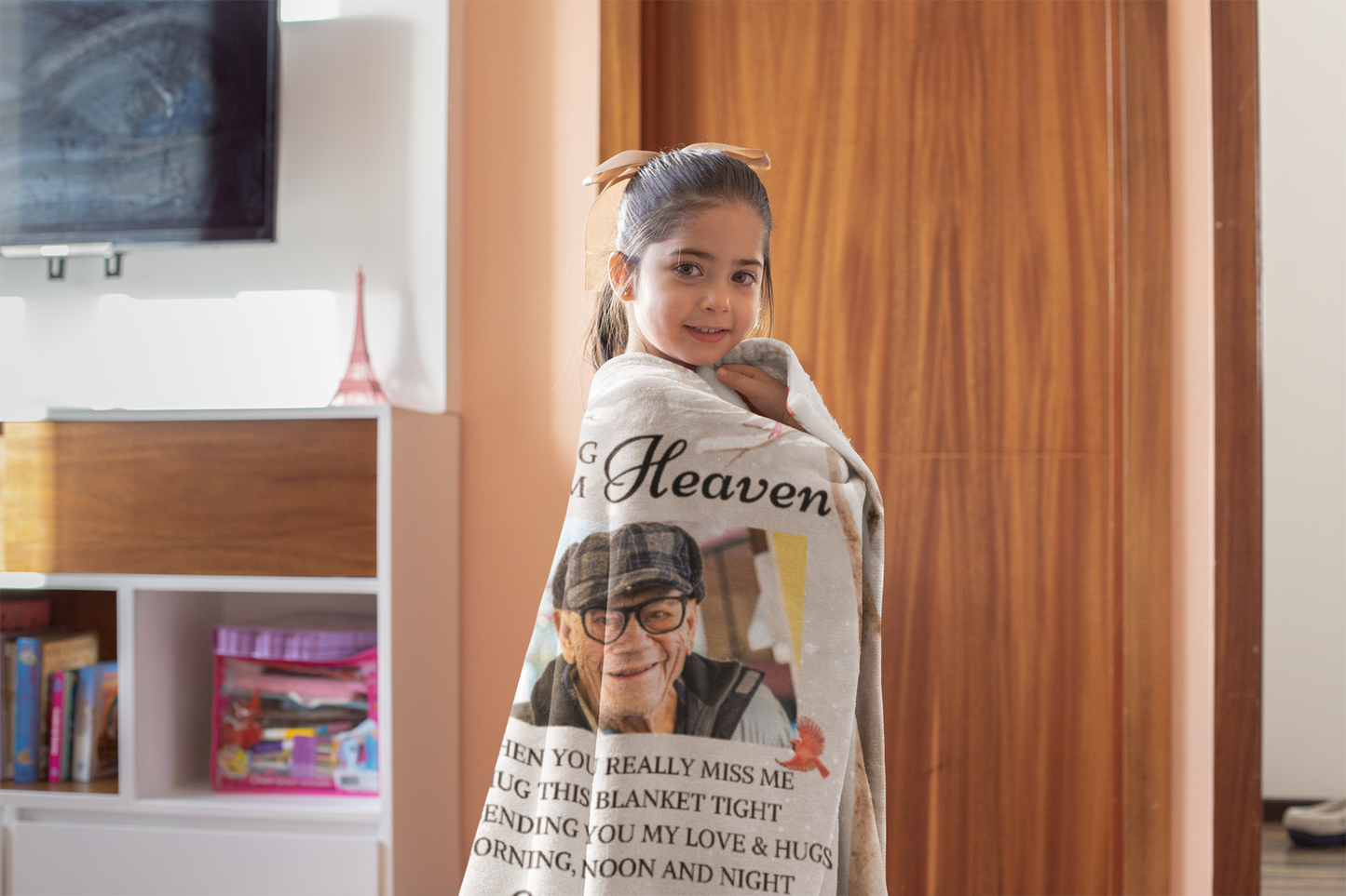 Hugs From Heaven - Personalized Photo & name Blanket - Gifts For Memorial