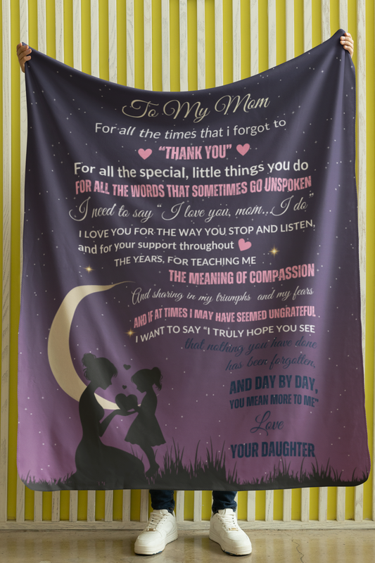 From Daughter to Mom Cozy Plush Fleece Blanket | Gift for Mom