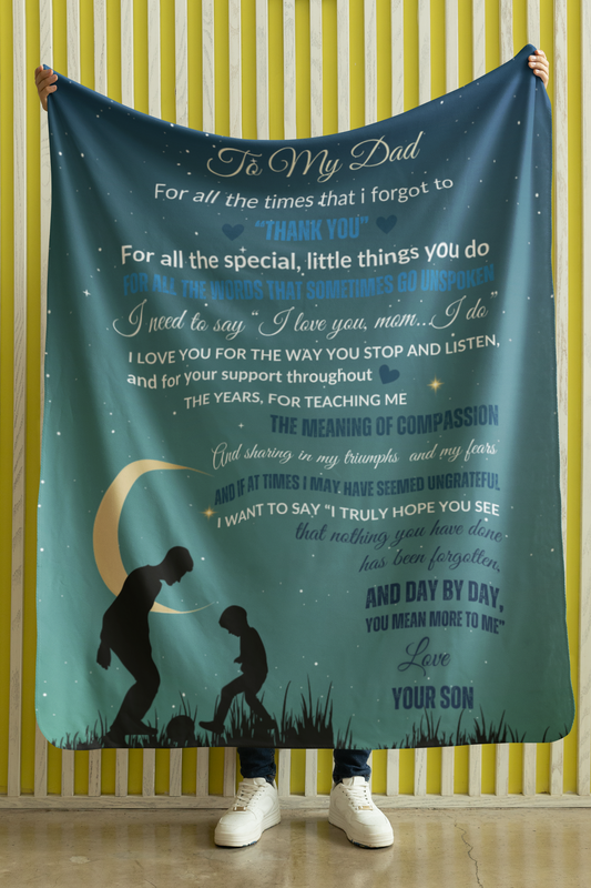 From Son To Dad Cozy Plush Fleece Blanket | Gift for Dad