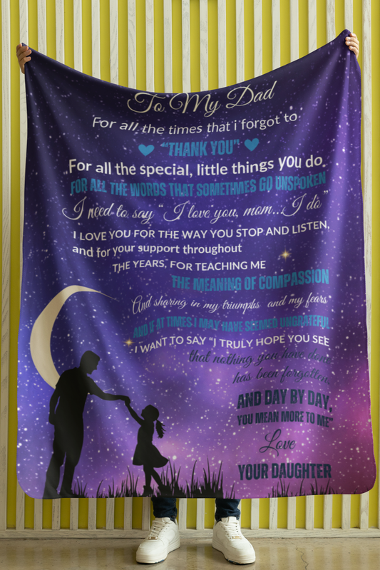 From Daughter to Dad Cozy Plush Fleece Blanket | Gift for Dad