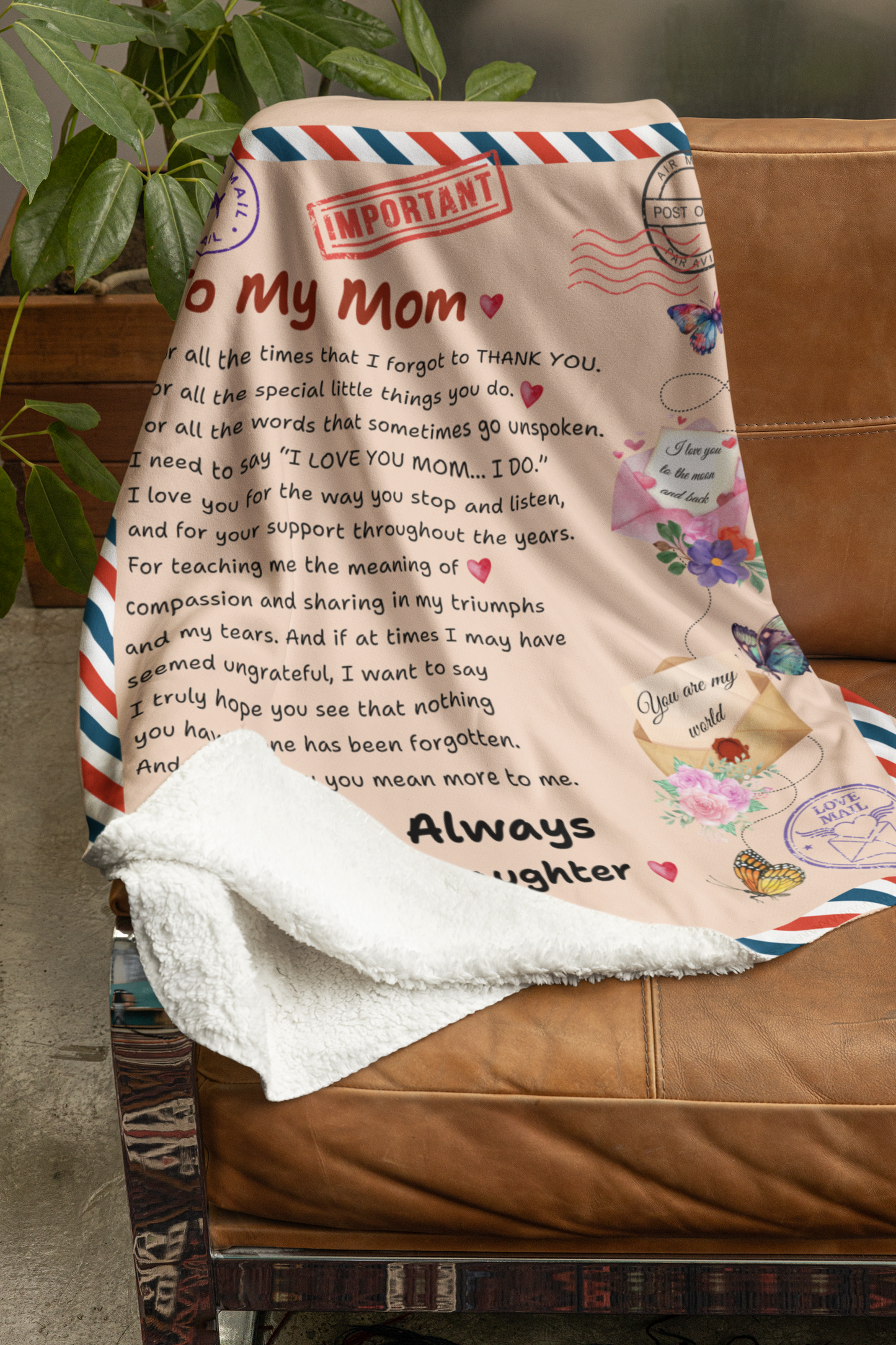 To My Mom Blanket - A Heartfelt Gift from Daughter to Mother