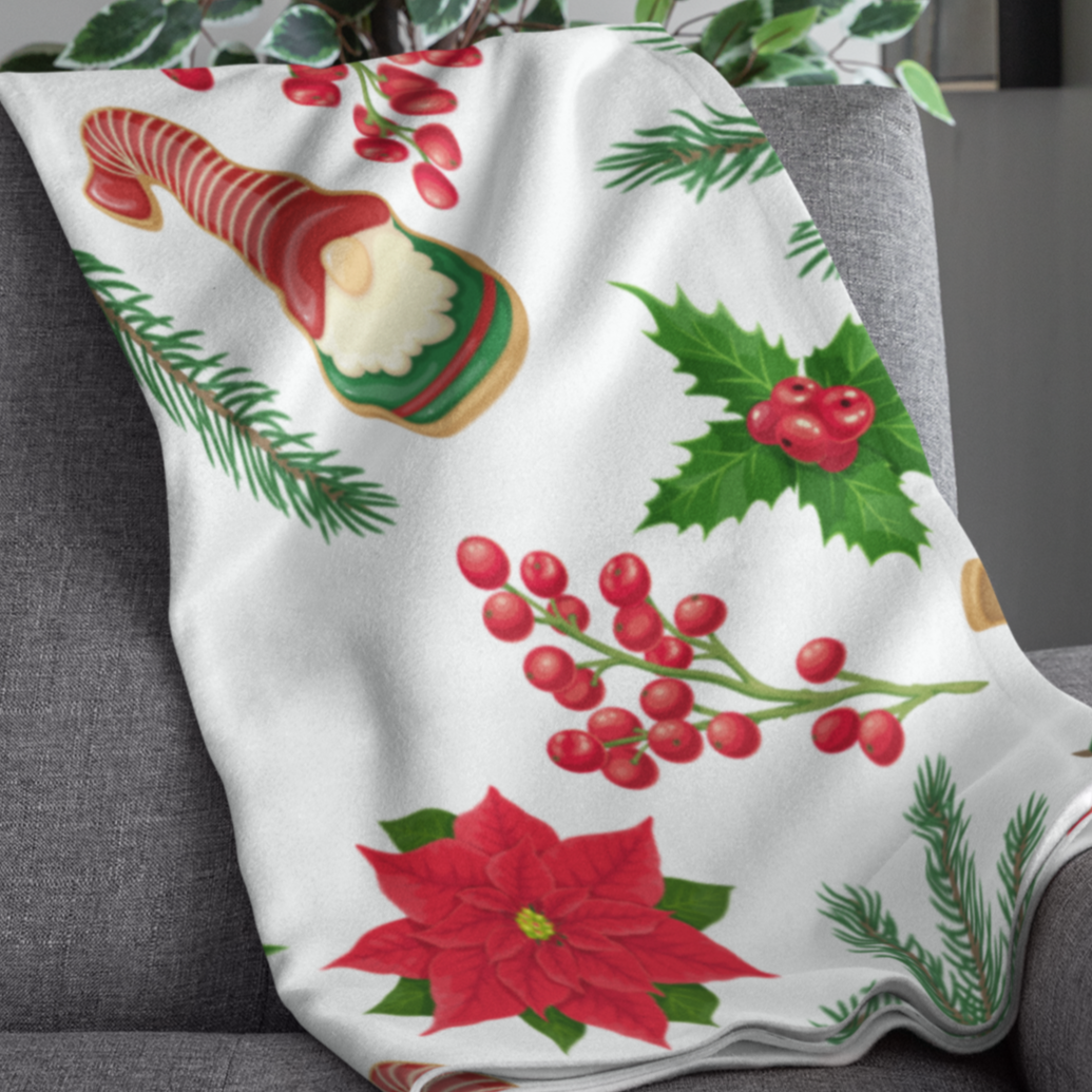Gingerbread Cookie Christmas Cozy Plush Fleece Blanket
