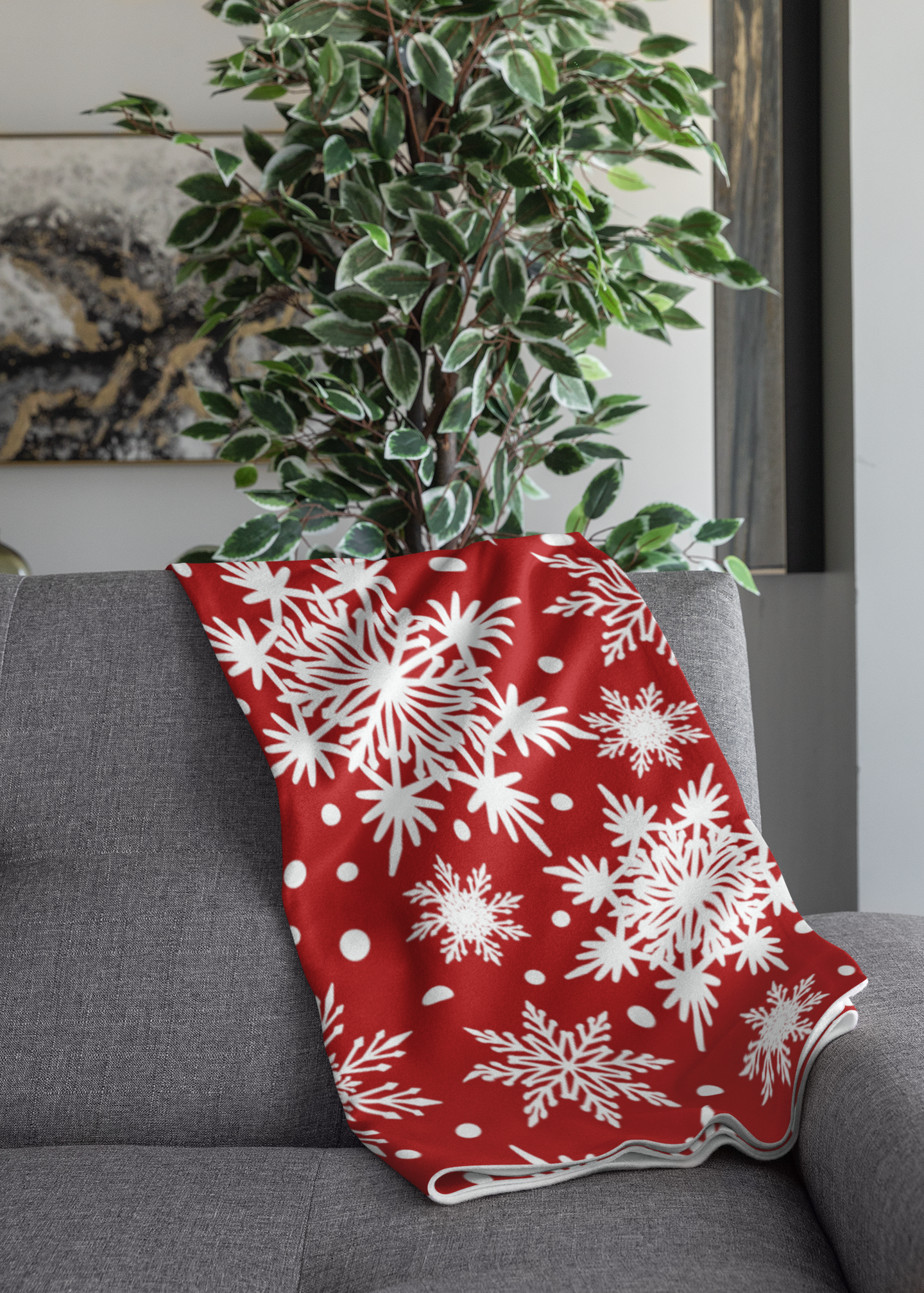 Snow Flakes Christmas Cozy Plush Fleece Blanket | Christmas Gift