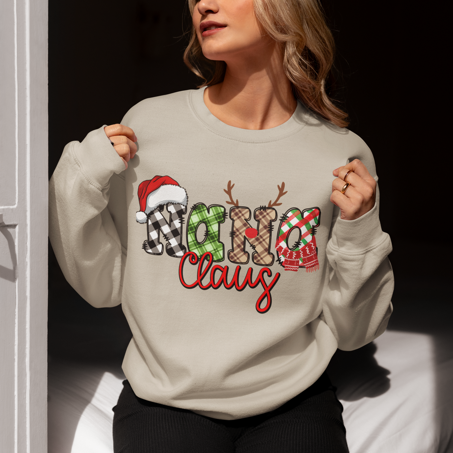 Custom Christmas Gigi Claus Sweatshirt, 2024 Christmas Nana Sweatshirt, Grandma Sweatshirt