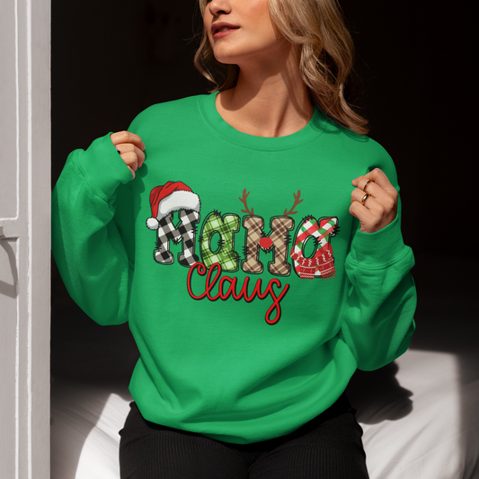 Custom Christmas Gigi Claus Sweatshirt, 2024 Christmas Nana Sweatshirt, Grandma Sweatshirt