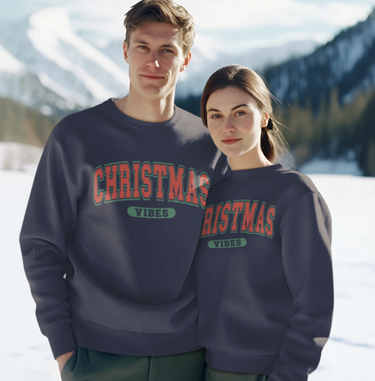 Retro Christmas Vibes Sweatshirt - Women's Cute Holiday Sweater