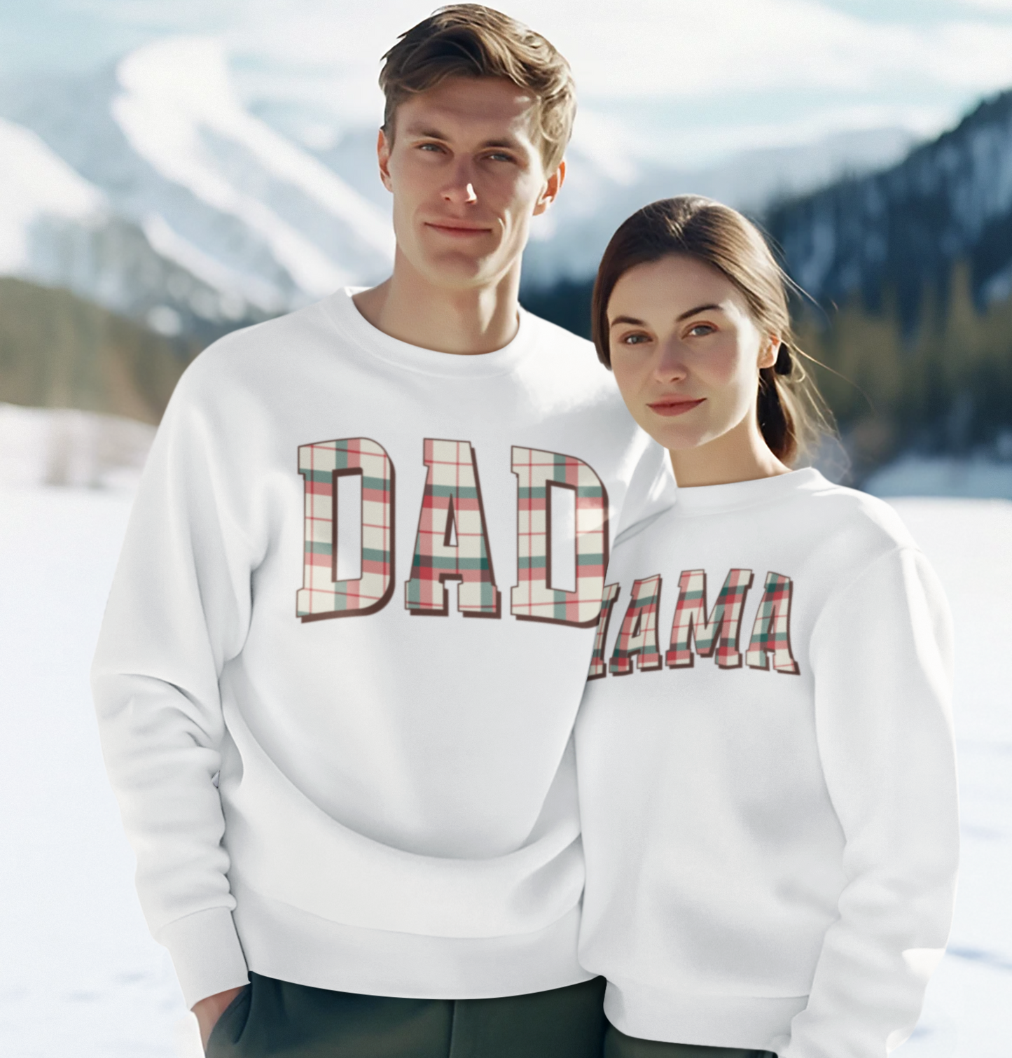 Mom and Dad Christmas Sweatshirt - New Parents Pregnancy Announcement Holiday Shirts