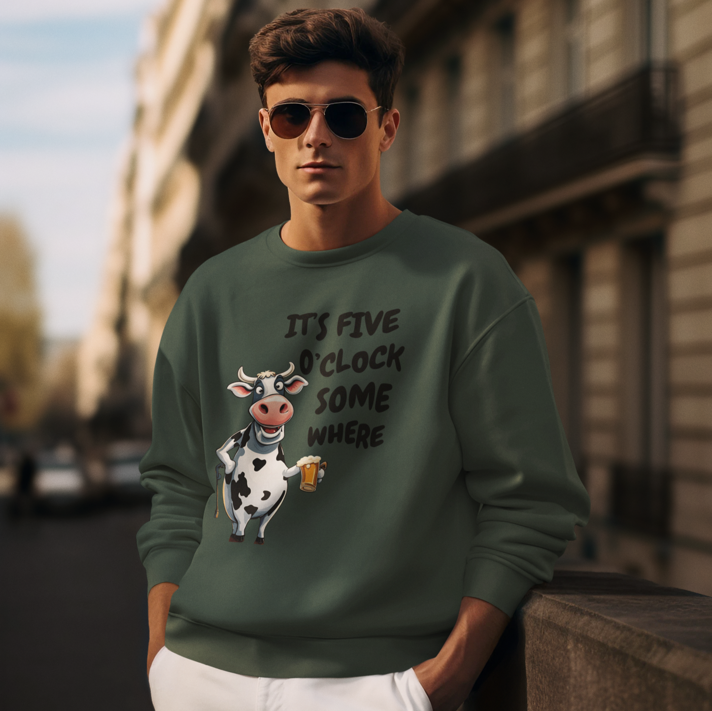 It's 5 o' Clock Somewhere - Cow T-Shirt & Sweatshirt