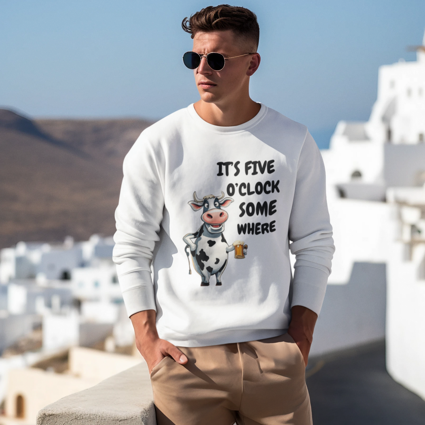 It's 5 o' Clock Somewhere - Cow T-Shirt & Sweatshirt