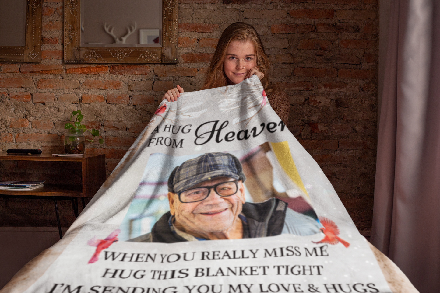 Hugs From Heaven - Personalized Photo & name Blanket - Gifts For Memorial