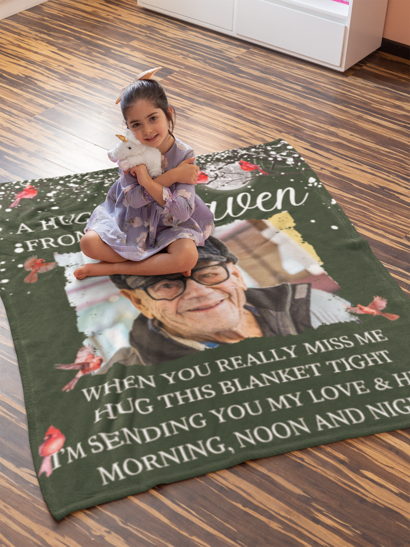Custom Photo A Hug From Heaven - Memorial Personalized Custom Blanket - Christmas Gift, Sympathy Gift For Family Members