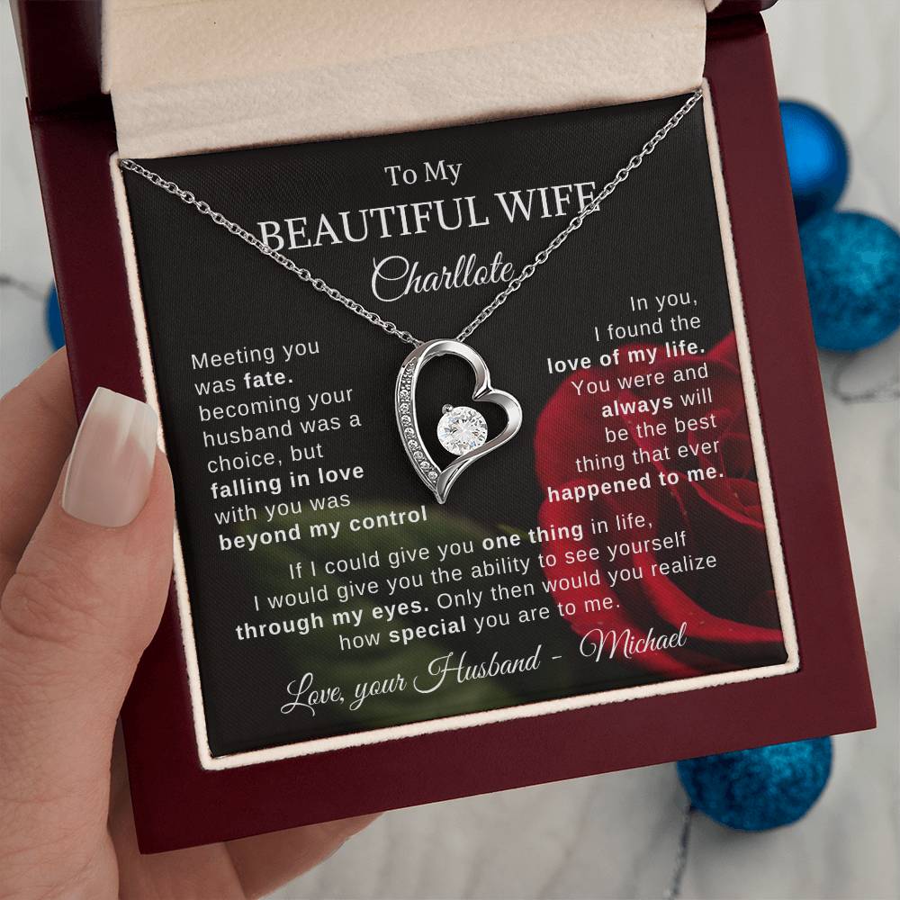 To My Beautiful Wife - Personalized Necklace Gift From Husband To Wife