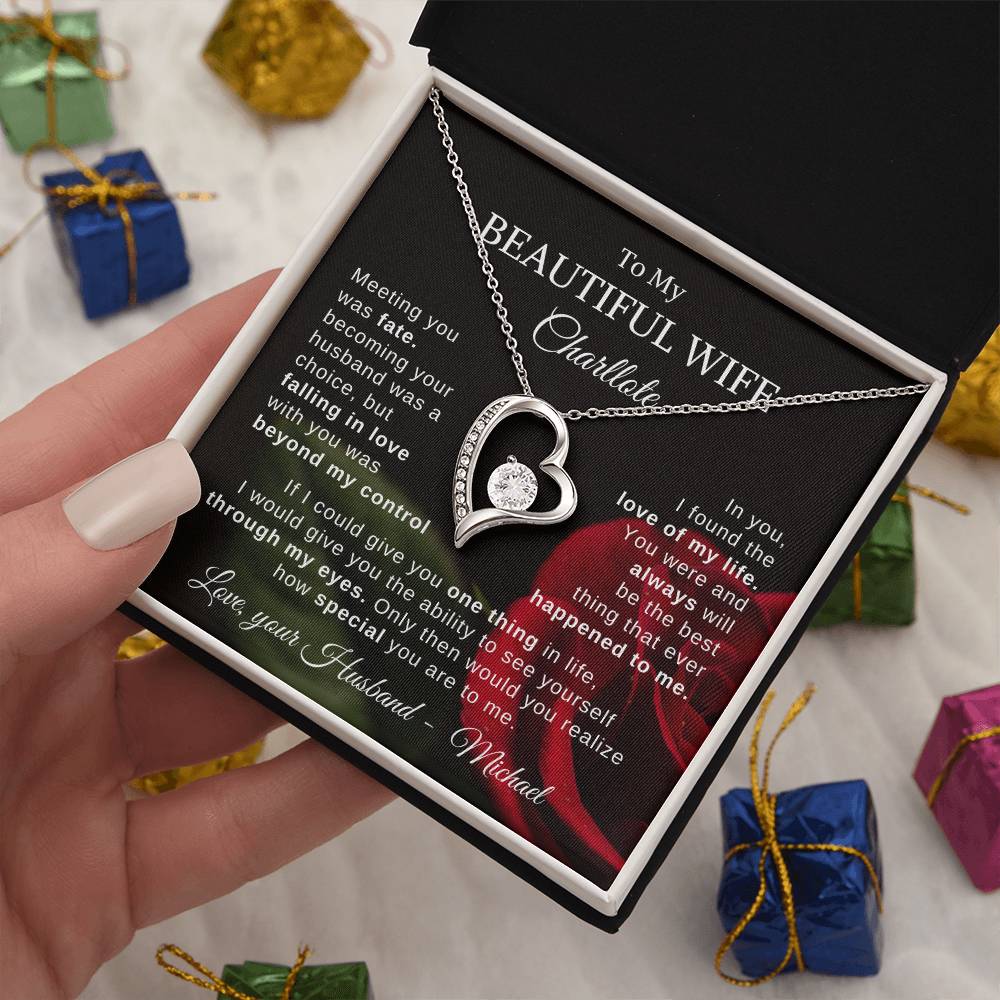 To My Beautiful Wife - Personalized Necklace Gift From Husband To Wife
