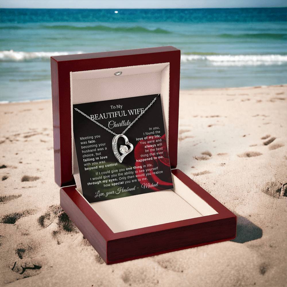 To My Beautiful Wife - Personalized Necklace Gift From Husband To Wife