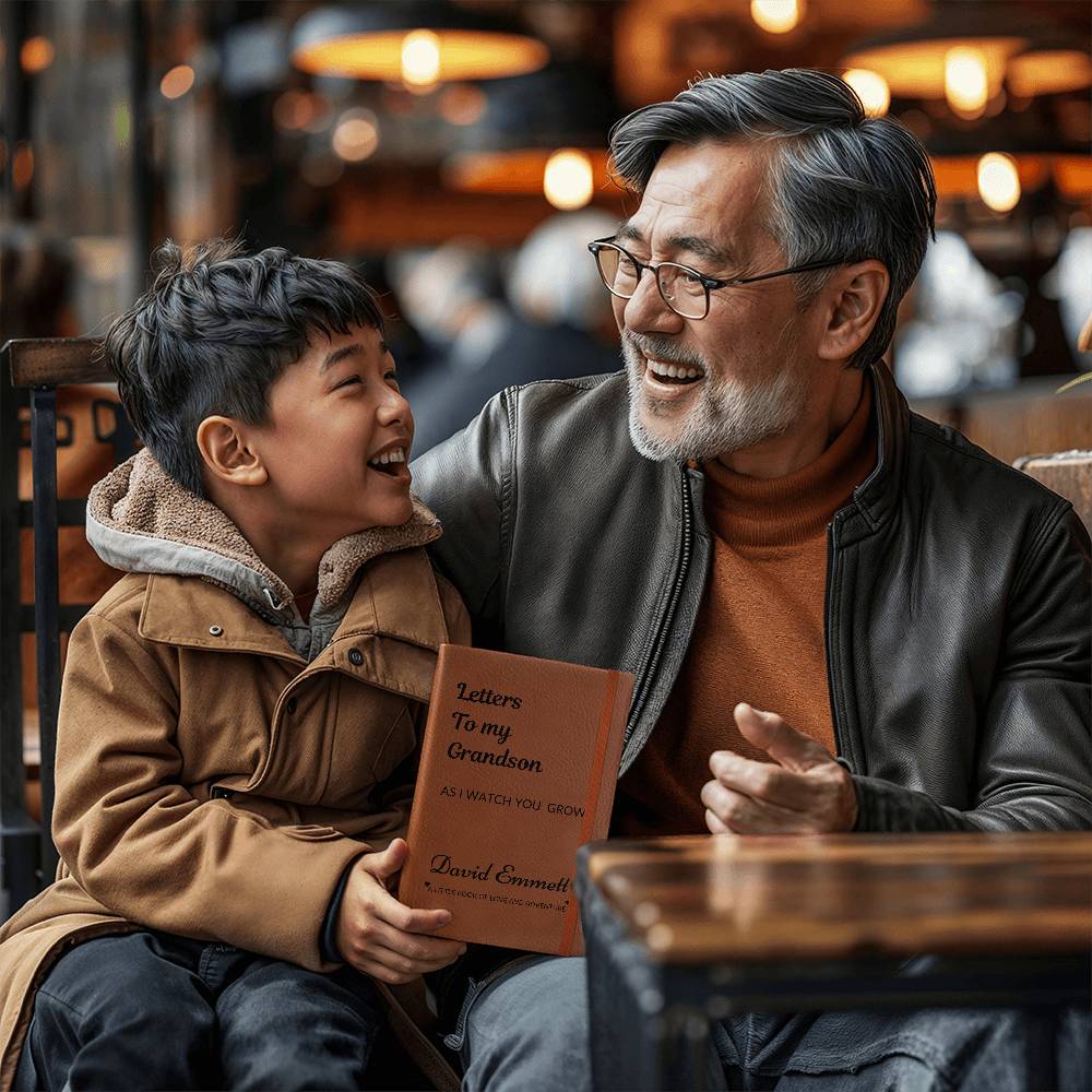 "Letters to My Grandson" Personalized Vegan Leather Graphic Journal – A Sentimental Gift