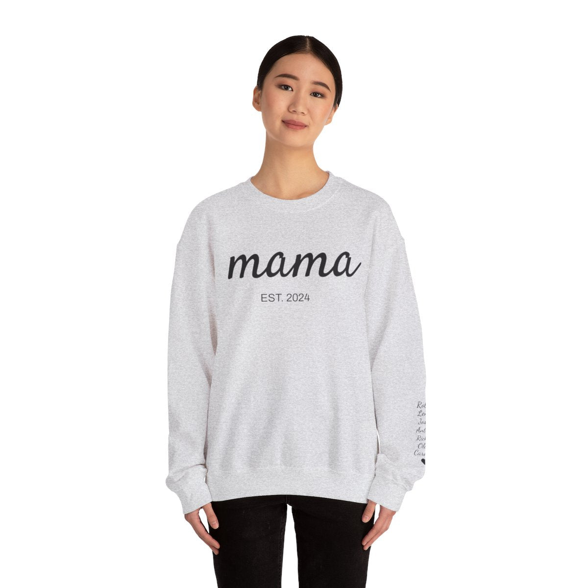 Custom Mama | Grandma Sweatshirt With Kids Names On Sleeve, Birthday Outfits, Baby Announcement Gifts