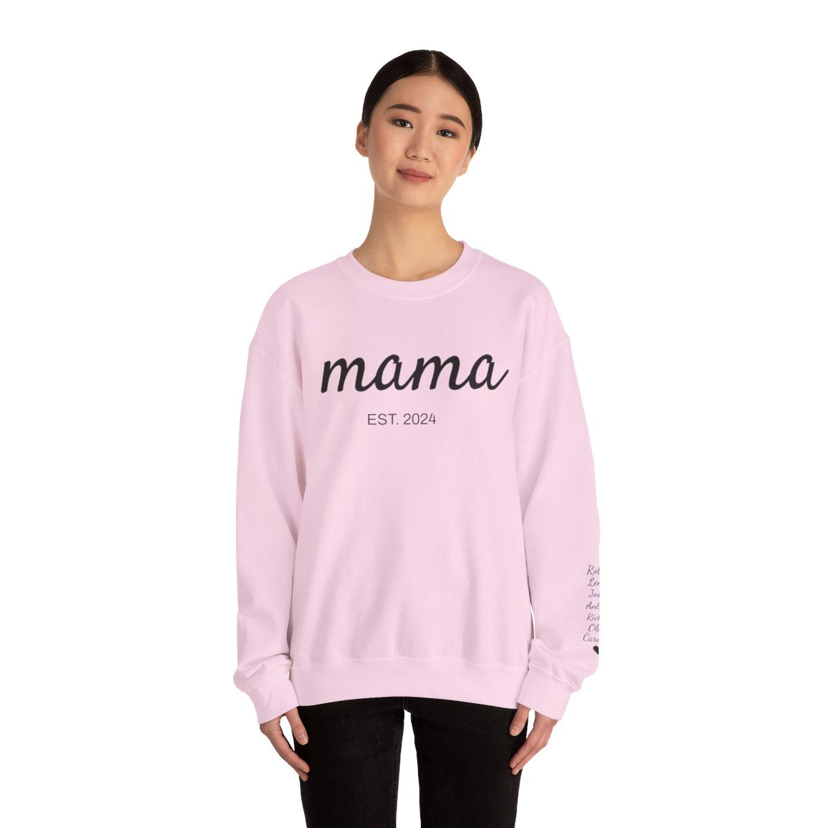 Custom Mama | Grandma Sweatshirt With Kids Names On Sleeve, Birthday Outfits, Baby Announcement Gifts