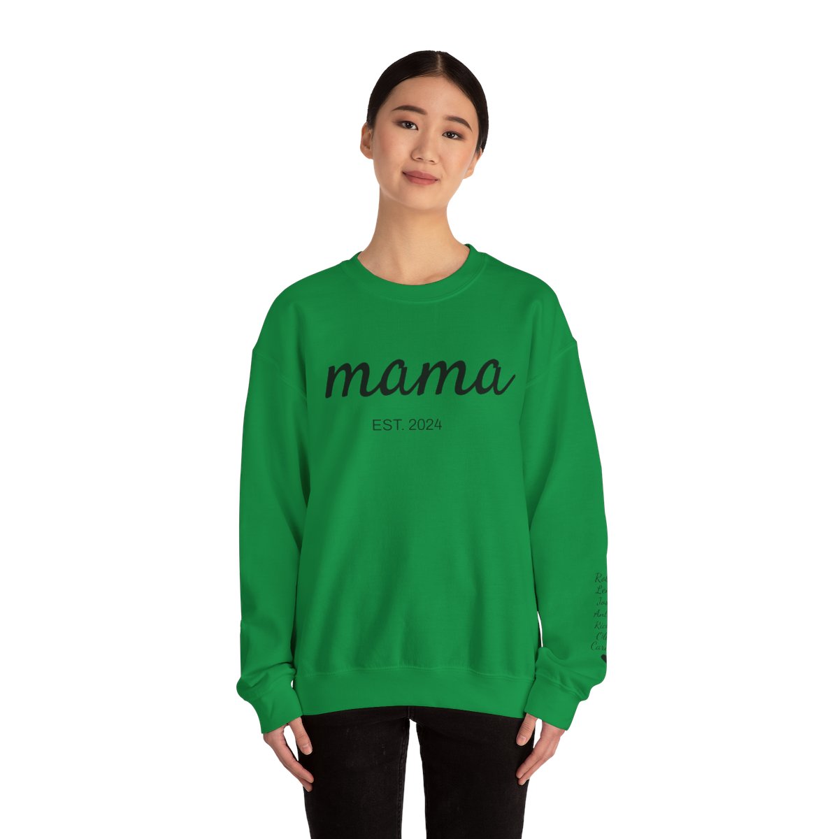 Custom Mama | Grandma Sweatshirt With Kids Names On Sleeve, Birthday Outfits, Baby Announcement Gifts