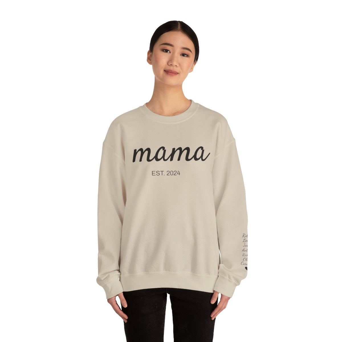 Custom Mama | Grandma Sweatshirt With Kids Names On Sleeve, Birthday Outfits, Baby Announcement Gifts