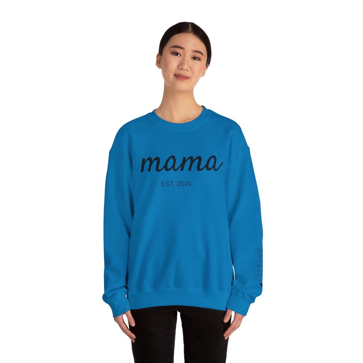 Custom Mama | Grandma Sweatshirt With Kids Names On Sleeve, Birthday Outfits, Baby Announcement Gifts