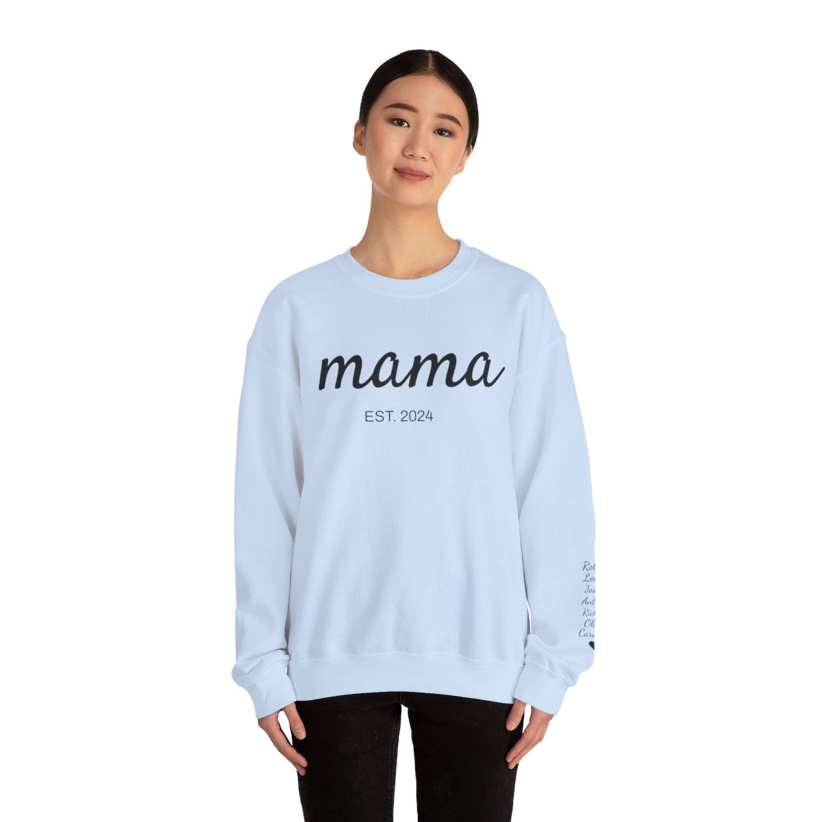 Custom Mama | Grandma Sweatshirt With Kids Names On Sleeve, Birthday Outfits, Baby Announcement Gifts
