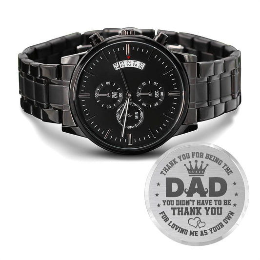 Engraved Watch for Dad - Personalized Father's Day Gift with Heartfelt Message and Fist Bump Design"