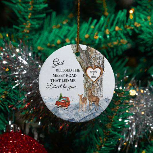 Personalized God Blessed The Messy Road That Led Me Direct To You Circle Ornament | Christmas Gift
